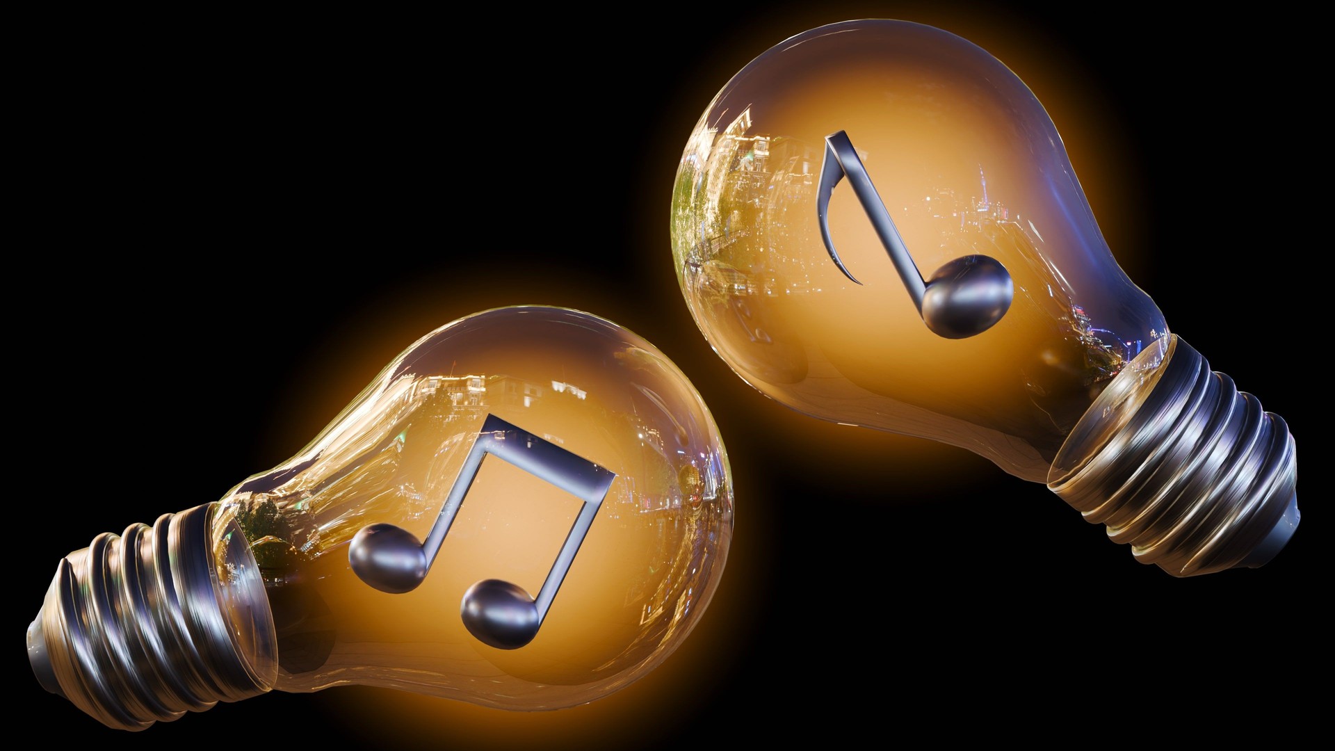 musical note inside of lightbulb