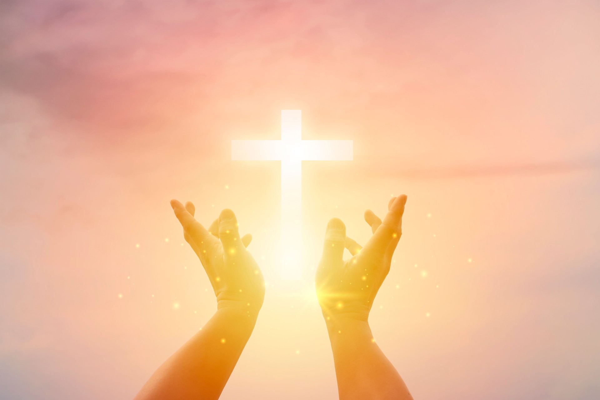 Human hands open palm up worship. Eucharist Therapy Bless God Helping Repent Catholic Easter Lent Mind Pray.